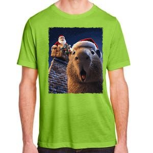 Funny Capybara Selfie Santa Xmas Christmas Adult ChromaSoft Performance T-Shirt