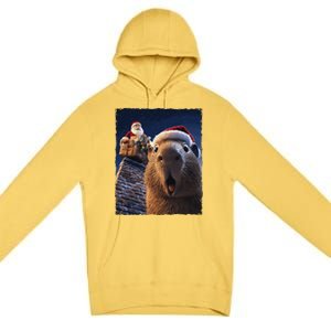 Funny Capybara Selfie Santa Xmas Christmas Premium Pullover Hoodie