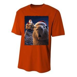 Funny Capybara Selfie Santa Xmas Christmas Performance Sprint T-Shirt