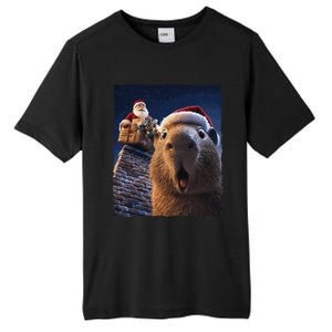 Funny Capybara Selfie Santa Xmas Christmas Tall Fusion ChromaSoft Performance T-Shirt