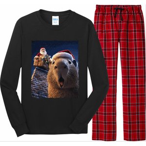 Funny Capybara Selfie Santa Xmas Christmas Long Sleeve Pajama Set