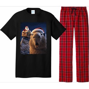 Funny Capybara Selfie Santa Xmas Christmas Pajama Set