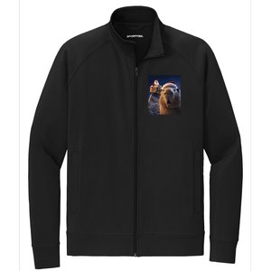 Funny Capybara Selfie Santa Xmas Christmas Stretch Full-Zip Cadet Jacket