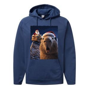 Funny Capybara Selfie Santa Xmas Christmas Performance Fleece Hoodie