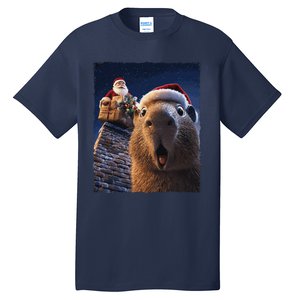 Funny Capybara Selfie Santa Xmas Christmas Tall T-Shirt