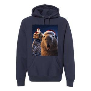 Funny Capybara Selfie Santa Xmas Christmas Premium Hoodie