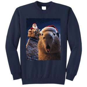 Funny Capybara Selfie Santa Xmas Christmas Tall Sweatshirt