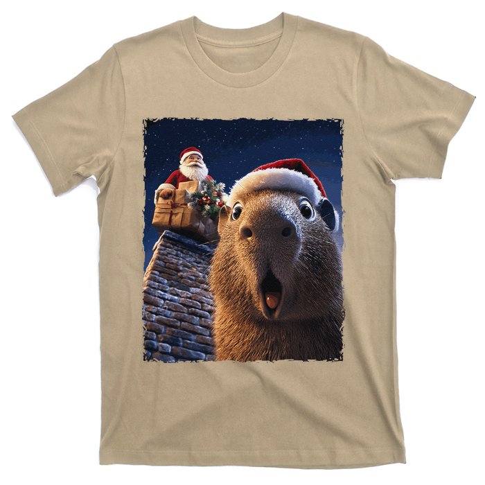 Funny Capybara Selfie Santa Xmas Christmas T-Shirt