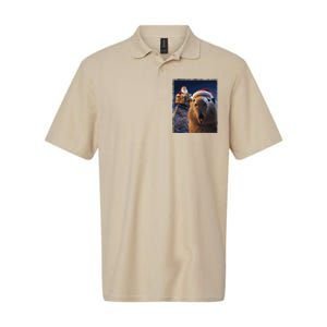 Funny Capybara Selfie Santa Xmas Christmas Softstyle Adult Sport Polo