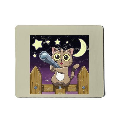 Funny Cat Stargazing With Telescope Mousepad