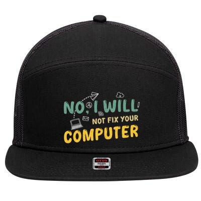 Funny Computer Science Programmer Quote Technician Cool Joke Cool Gift 7 Panel Mesh Trucker Snapback Hat