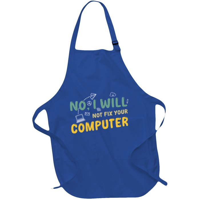 Funny Computer Science Programmer Quote Technician Cool Joke Cool Gift Full-Length Apron With Pockets