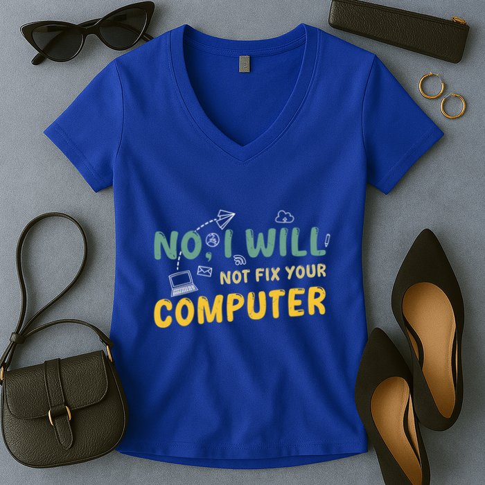 Funny Computer Science Programmer Quote Technician Cool Joke Cool Gift Women's V-Neck T-Shirt