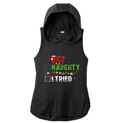 Funny Christmas Santa’S Glide Ride Ladies PosiCharge Tri-Blend Wicking Draft Hoodie Tank