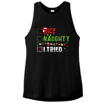 Funny Christmas Santa’S Glide Ride Ladies PosiCharge Tri-Blend Wicking Tank