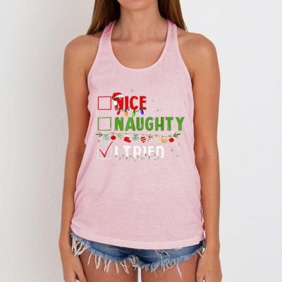 Funny Christmas Santa’S Glide Ride Women's Knotted Racerback Tank