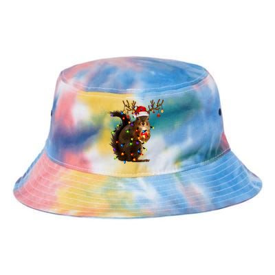 Funny Christmas Squirrel Lights Reindeer Christmas Costume Tie Dye Newport Bucket Hat