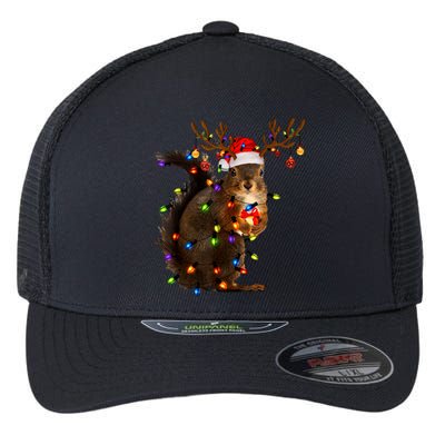 Funny Christmas Squirrel Lights Reindeer Christmas Costume Flexfit Unipanel Trucker Cap