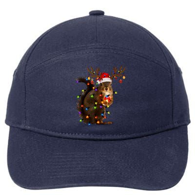 Funny Christmas Squirrel Lights Reindeer Christmas Costume 7-Panel Snapback Hat