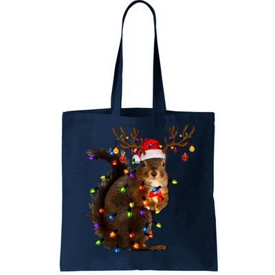 Funny Christmas Squirrel Lights Reindeer Christmas Costume Tote Bag