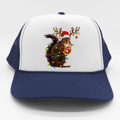 Funny Christmas Squirrel Lights Reindeer Christmas Costume Trucker Hat