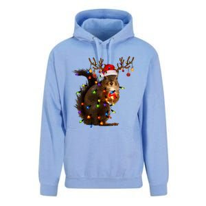 Funny Christmas Squirrel Lights Reindeer Christmas Costume Unisex Surf Hoodie