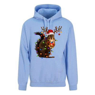 Funny Christmas Squirrel Lights Reindeer Christmas Costume Unisex Surf Hoodie