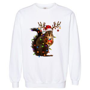 Funny Christmas Squirrel Lights Reindeer Christmas Costume Garment-Dyed Sweatshirt