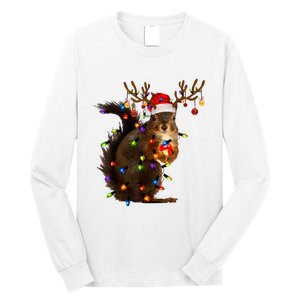 Funny Christmas Squirrel Lights Reindeer Christmas Costume Long Sleeve Shirt