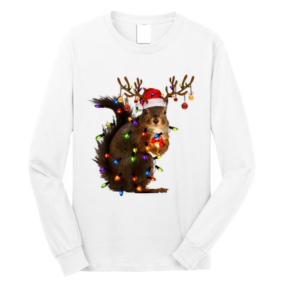 Funny Christmas Squirrel Lights Reindeer Christmas Costume Long Sleeve Shirt