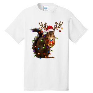 Funny Christmas Squirrel Lights Reindeer Christmas Costume Tall T-Shirt