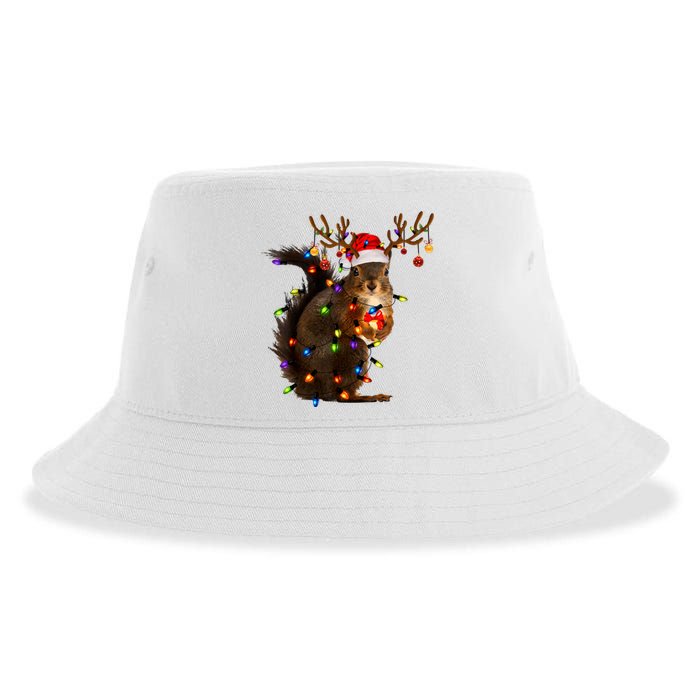 Funny Christmas Squirrel Lights Reindeer Christmas Costume Sustainable Bucket Hat