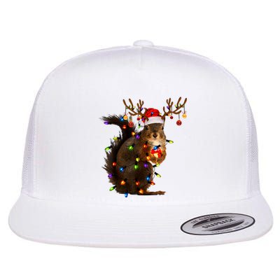 Funny Christmas Squirrel Lights Reindeer Christmas Costume Flat Bill Trucker Hat