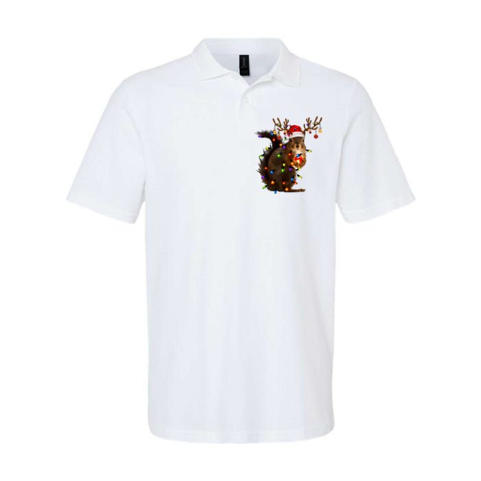 Funny Christmas Squirrel Lights Reindeer Christmas Costume Softstyle Adult Sport Polo