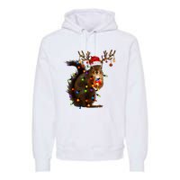 Funny Christmas Squirrel Lights Reindeer Christmas Costume Premium Hoodie