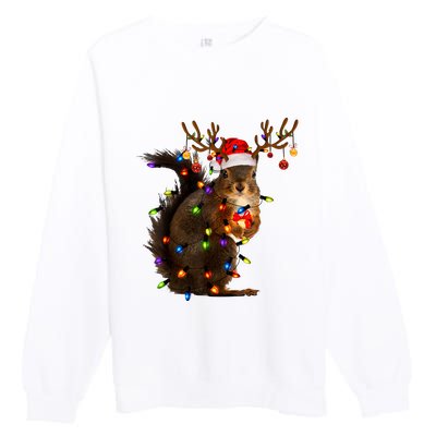 Funny Christmas Squirrel Lights Reindeer Christmas Costume Premium Crewneck Sweatshirt