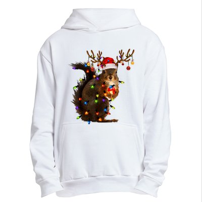 Funny Christmas Squirrel Lights Reindeer Christmas Costume Urban Pullover Hoodie