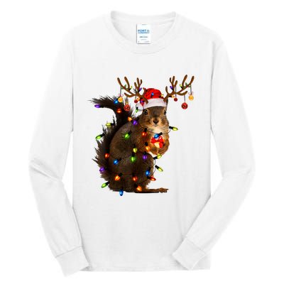 Funny Christmas Squirrel Lights Reindeer Christmas Costume Tall Long Sleeve T-Shirt