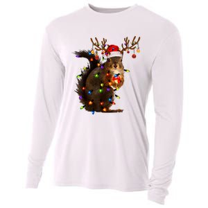 Funny Christmas Squirrel Lights Reindeer Christmas Costume Cooling Performance Long Sleeve Crew