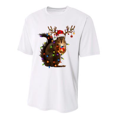 Funny Christmas Squirrel Lights Reindeer Christmas Costume Performance Sprint T-Shirt