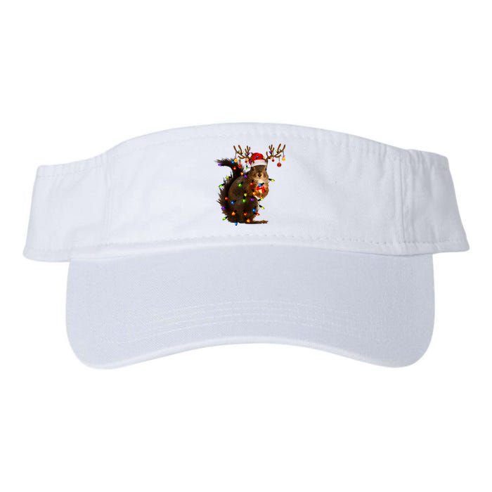 Funny Christmas Squirrel Lights Reindeer Christmas Costume Valucap Bio-Washed Visor