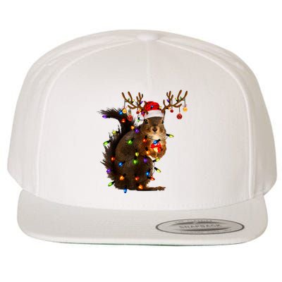 Funny Christmas Squirrel Lights Reindeer Christmas Costume Wool Snapback Cap