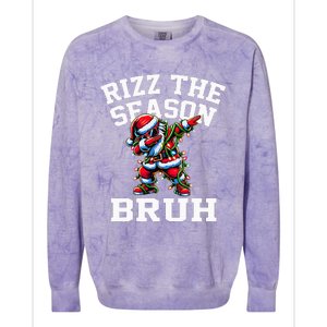 Funny Christmas Santa Xmas Rizz The Season Bruh Colorblast Crewneck Sweatshirt