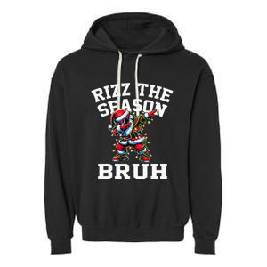 Funny Christmas Santa Xmas Rizz The Season Bruh Garment-Dyed Fleece Hoodie