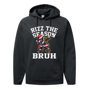 Funny Christmas Santa Xmas Rizz The Season Bruh Performance Fleece Hoodie