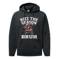 Funny Christmas Santa Xmas Rizz The Season Bruh Performance Fleece Hoodie