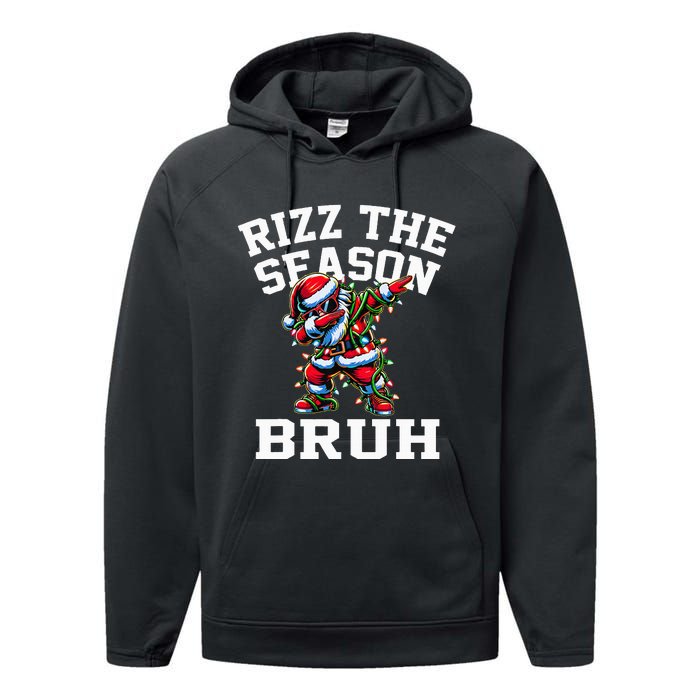 Funny Christmas Santa Xmas Rizz The Season Bruh Performance Fleece Hoodie