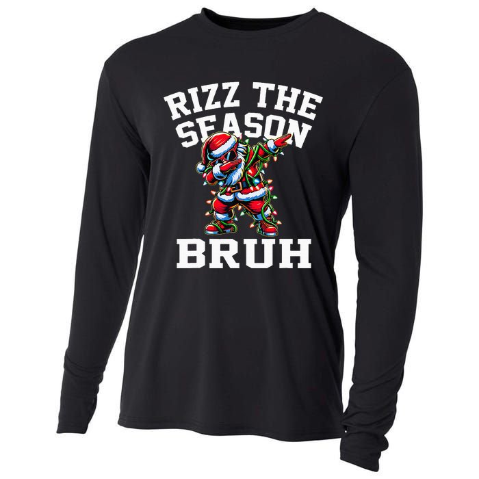 Funny Christmas Santa Xmas Rizz The Season Bruh Cooling Performance Long Sleeve Crew