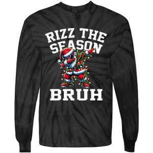 Funny Christmas Santa Xmas Rizz The Season Bruh Tie-Dye Long Sleeve Shirt