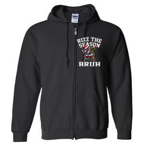 Funny Christmas Santa Xmas Rizz The Season Bruh Full Zip Hoodie